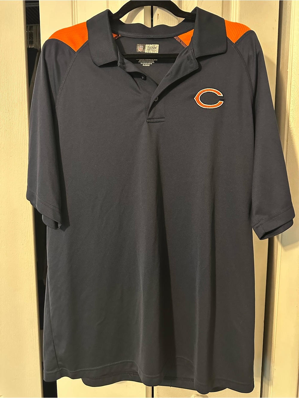 NFL Chicago Bears Navy Polo with Orange Shoulder Panels